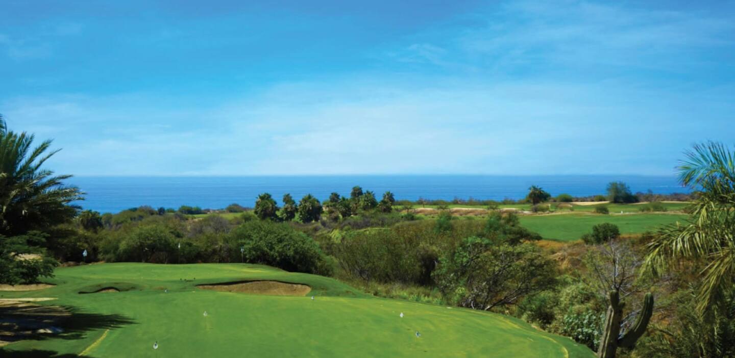 Championship golf course at Club Campestre with the Sea of Cortez on the horizon